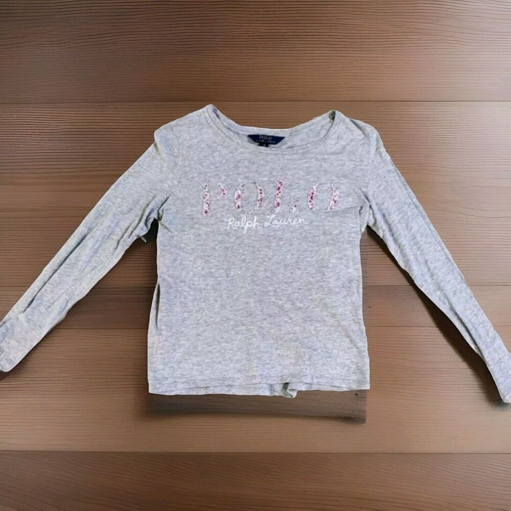 Polo Ralph Lauren Girls Large 12/14 Gray Sweatshirt Preppy Comfortable Fast Ship